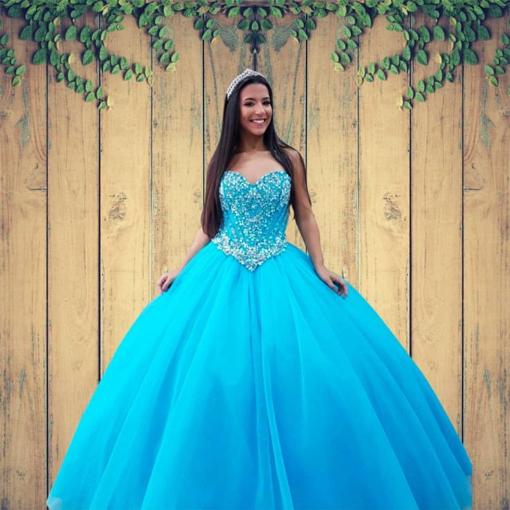 Aluguel de Vestido de Festa 15 anos Tiffany Azul Longo próximo à Guadalupe - Arrivee
