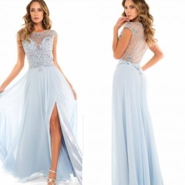 Aluguel de Vestido de Festa Formanda Azul Serenity Fenda Longo - RJ - Fino Traje Moda Festa