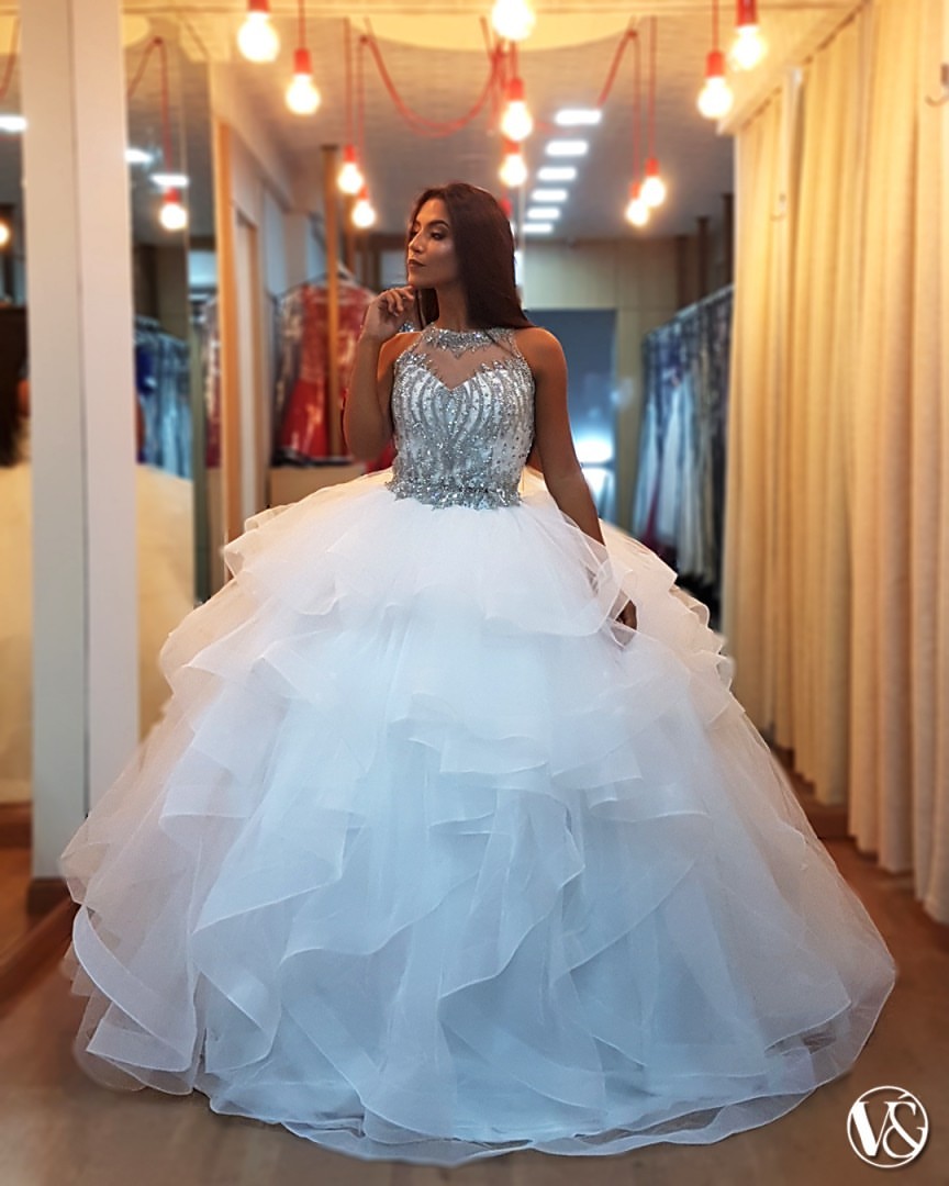 Aluguel de Vestido de Festa Longo Prata 15 anos próximo à Guadalupe ...