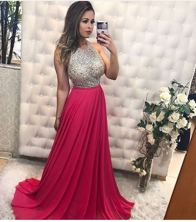 Aluguel de Vestido de Festa Madrinha de Casamento Longo Jóia Pink próximo à Vicente de Carvalho - Fino Traje Moda Festa