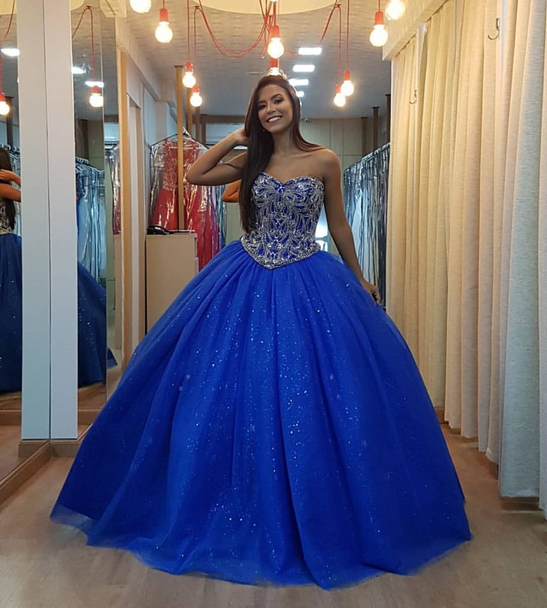 Vestido de Festa 15 anos Azul próximo à Oswaldo Cruz - Aluguel e Venda ...