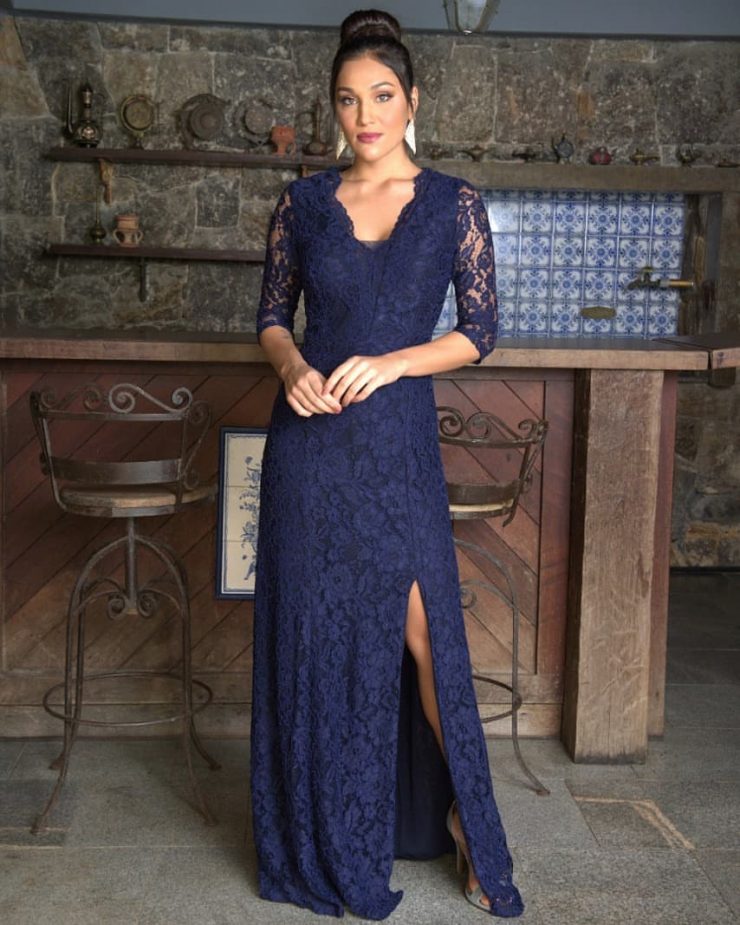 Vestido de Festa Azul Marinho Fenda Curto Formatura 2019 próximo ao Engenho Novo - Arrazo Fashion