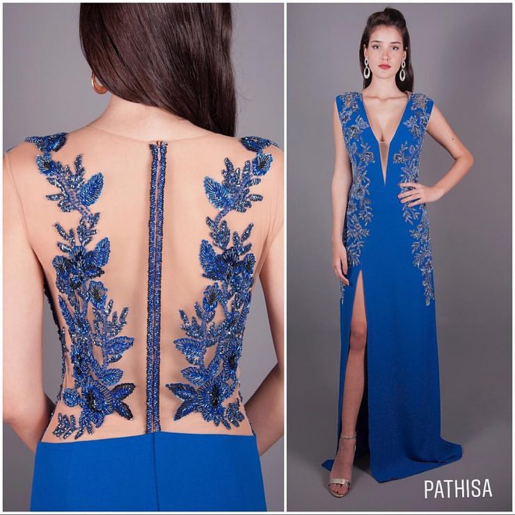 Vestido de Festa Azul Royal Pedraria Longo Madrinha no Città América - Pathisa