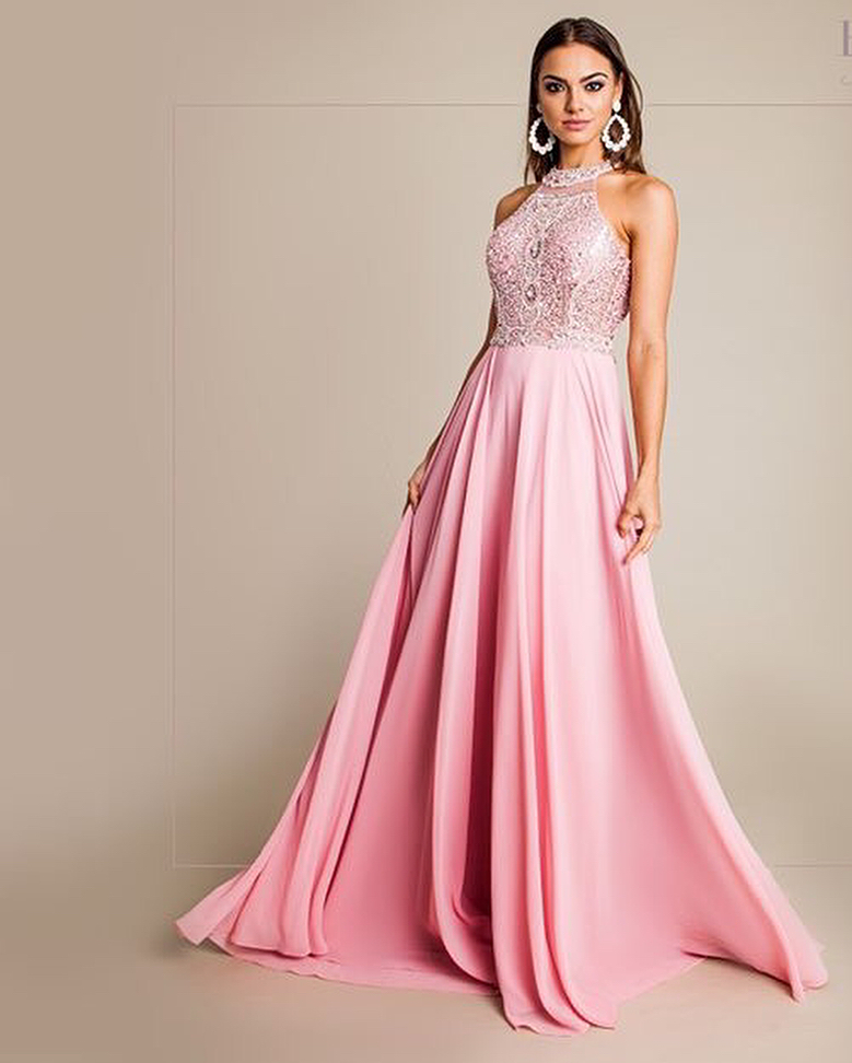 Vestido de Festa Baile de Formatura Longo Rosa próximo à Irajá ...