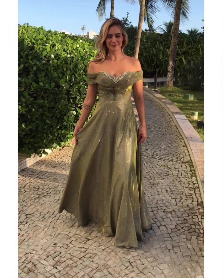 Vestido de Festa Convidada Dourado no Rio Design Barra - Blue Shop