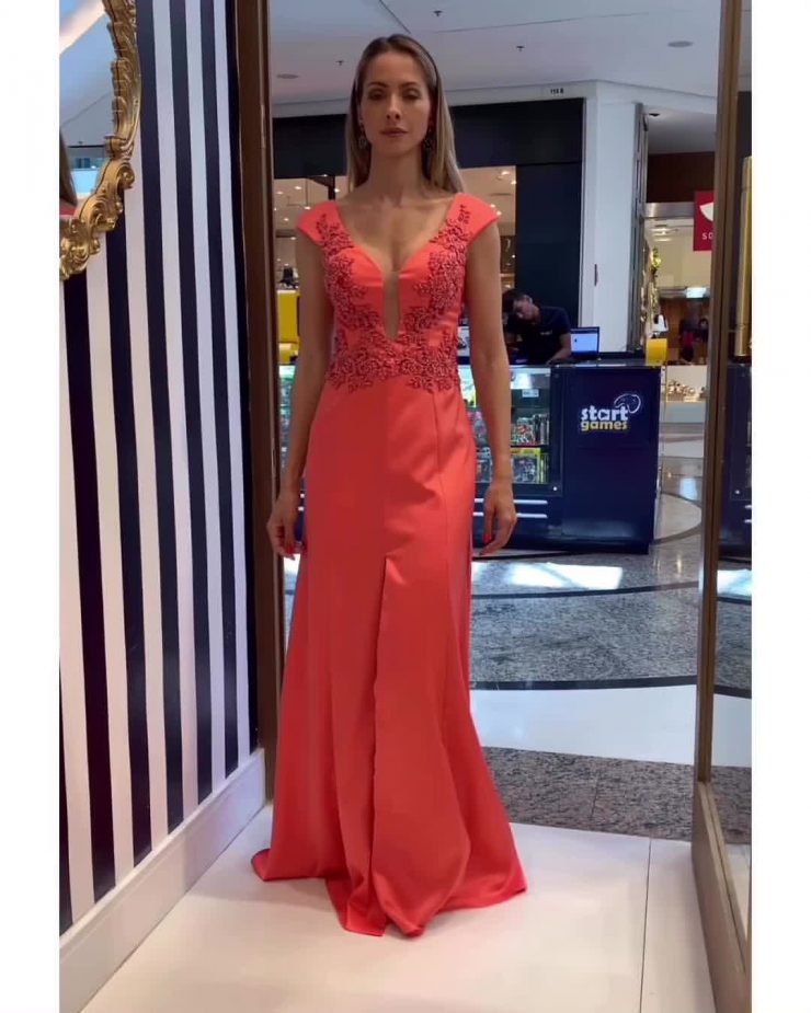 Vestido de Festa Coral Madrinha de Casamento no Barra Shopping - Blue Shop