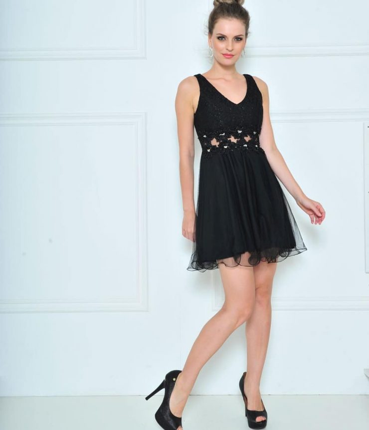 Vestido de Festa Curto Preto Debutante no Norte Shopping - Arrazo Fashion