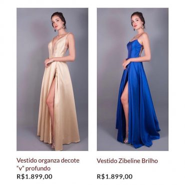 Vestido de Festa Fenda Longo Decotado Azul Nude Marinho Royal Formatura 2019 próximo ao Recreio - Pathisa