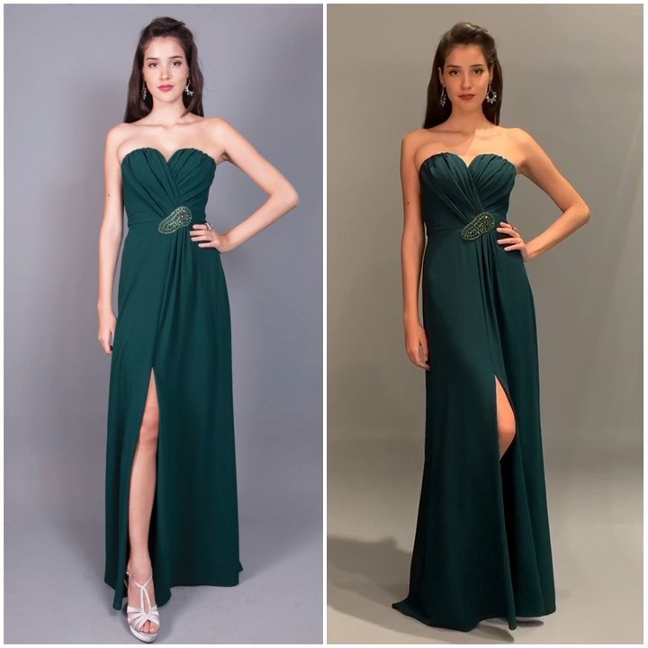 Vestido de Festa Fenda Longo Simples Pedras Verde Madrinha de Casamento próximo ao Recreio - Pathisa