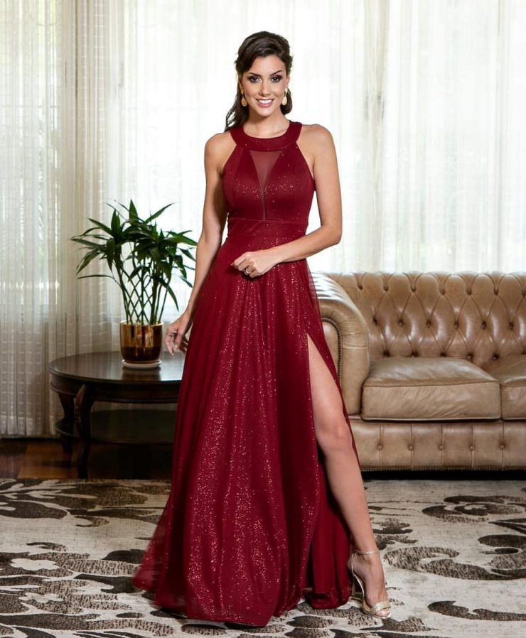 Vestido de Festa Fenda Madrinha de Casamento Marsala na Tijuca - Arrazo Fashion