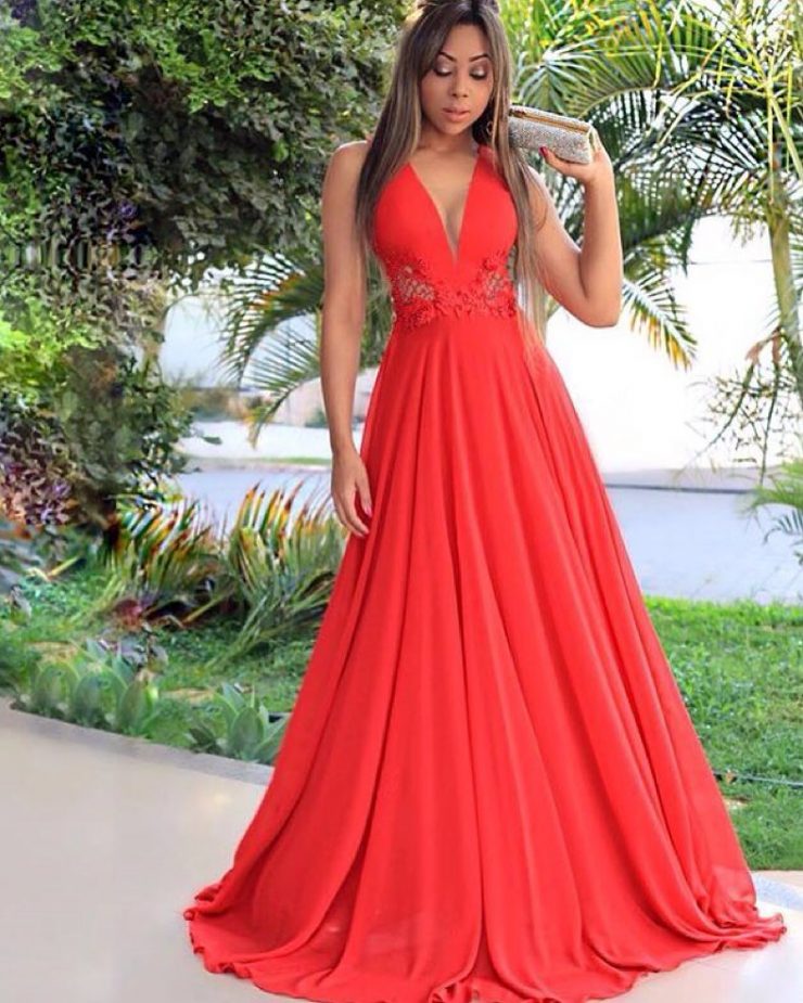 Vestido de Festa Formatura Nutrição Vermelho próximo à Abolição - Fino Traje Moda Festa