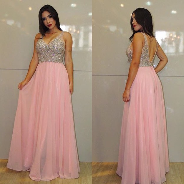 Vestido de Festa Longo Decotado Rosa Madrinhas próximo à Inhaúma para Alugar - Fino Traje Moda Festa