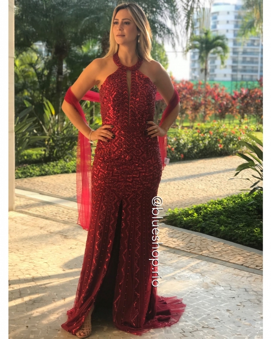 Vestido de Festa Longo Formatura Convidada Marsala - Aluguel e Venda de ...