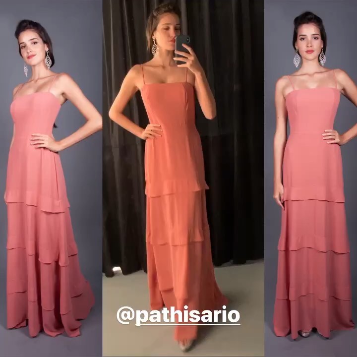 Vestido de Festa Longo Madrinha de Casamento Rosa na Barra da Tijuca - Pathisa