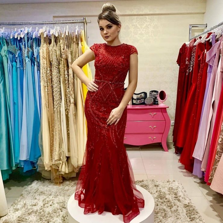 Vestido de Festa Longo Vermelho Mãe de Noivo próximo ao Lins - Aluguel - Fino Traje Moda Festa