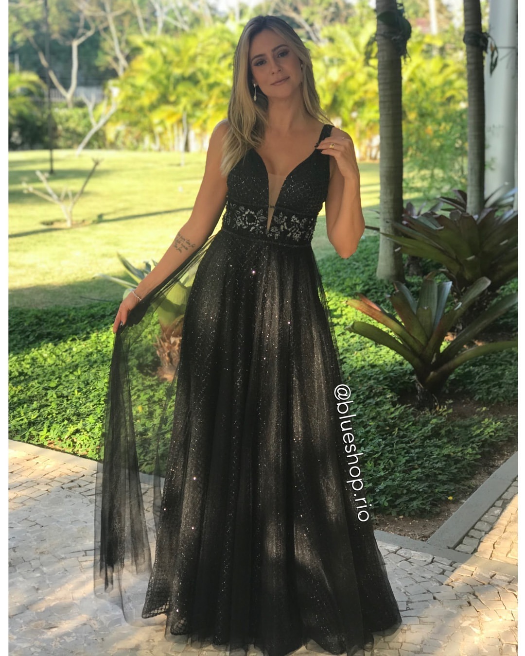 Vestido de Festa Madrinhas Preto Longo Pedraria Rom ntica no Barra