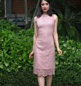 Vestido de Festa Midi Renda Convidada de Casamento Rosê - Arrazo Fashion