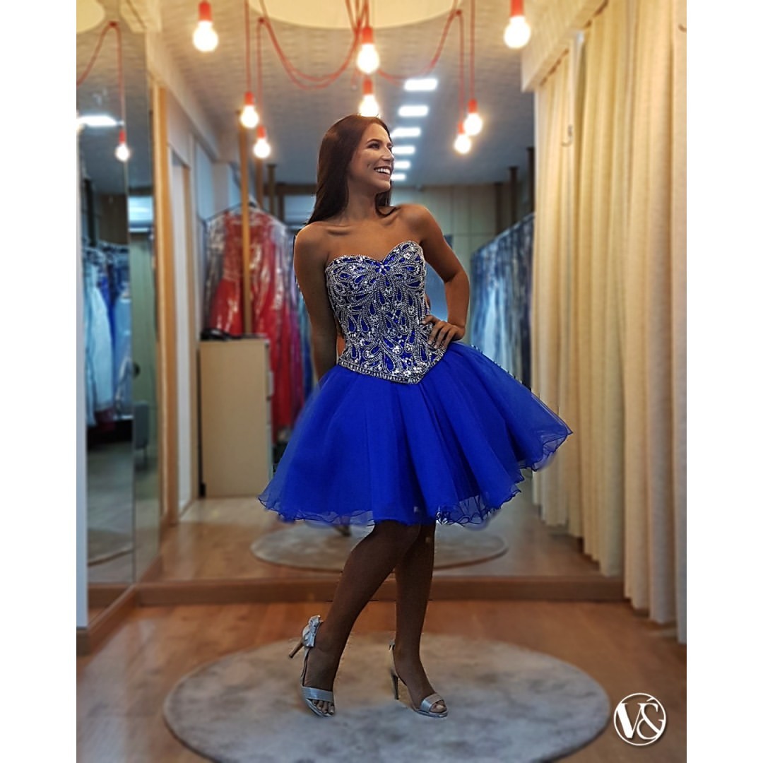 Vestido 15 best sale anos curto azul