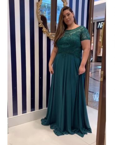 Vestido de Festa Verde Madrinhas Longo Jóia Plus Size no Città - Blue Shop